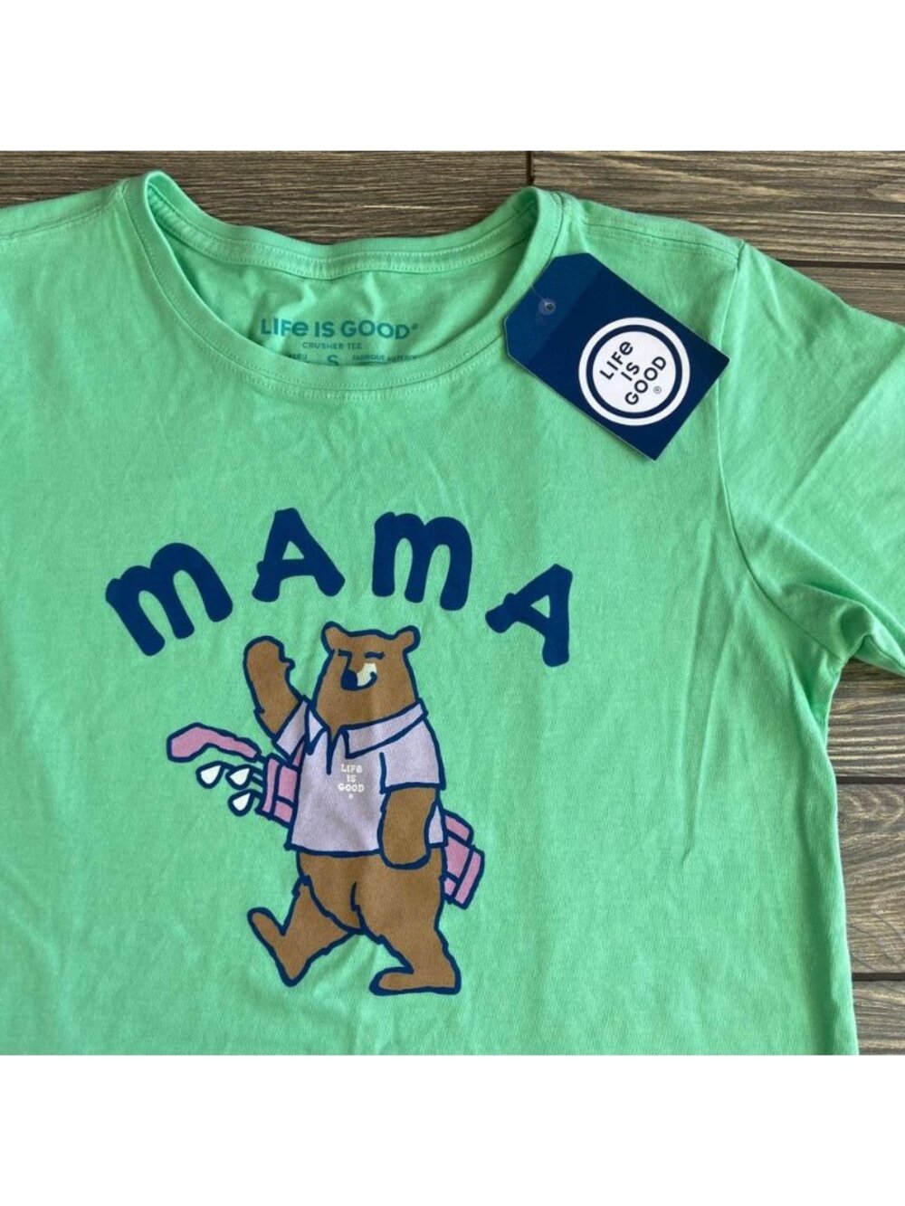 NEW Life is Good Golf Mama Bear Crusher Tee Women's Small